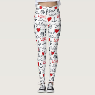 Naadloos nautisch patroon leggings