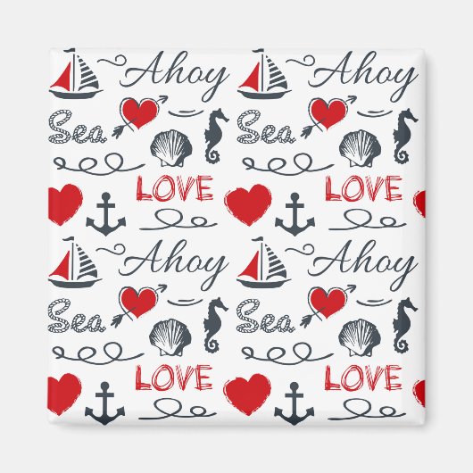 Naadloos nautisch patroon magneet (Voorkant)