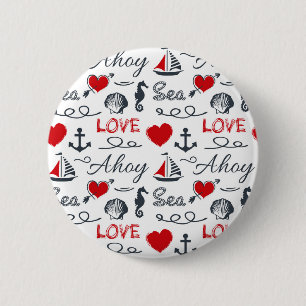 Naadloos nautisch patroon ronde button 5,7 cm