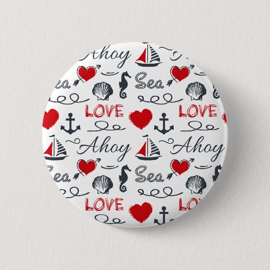 Naadloos nautisch patroon ronde button 5,7 cm (Voorkant)