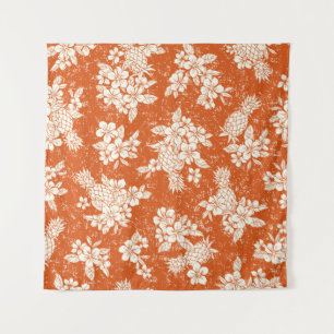 Naadloos oha-patroon van hibiscus en ananas, wandkleed