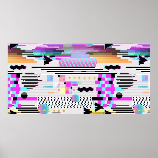 Naadloos ontwerp van patroonglitch. Cyberpunk Digi Poster (Voorkant)