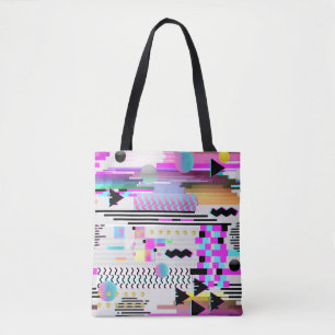 Naadloos ontwerp van patroonglitch. Cyberpunk Digi Tote Bag