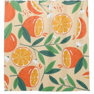 Naadloos oranje patroon, abstracte kunst. douchegordijn