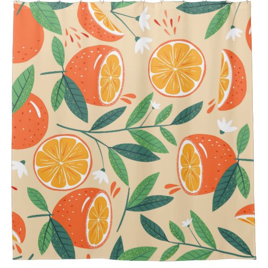 Naadloos oranje patroon, abstracte  kunst. douchegordijn (Voorkant)