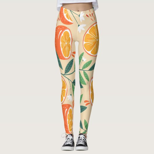 Naadloos oranje patroon, abstracte  kunst. leggings (Voorkant)
