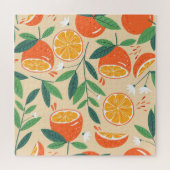 Naadloos oranje patroon, abstracte  kunst. legpuzzel (Horizontaal)