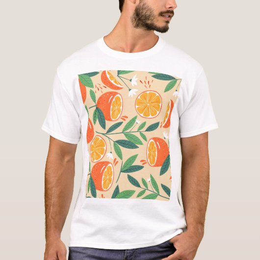 Naadloos oranje patroon, abstracte kunst. t-shirt (Voorkant)