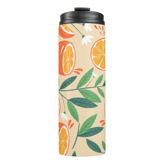 Naadloos oranje patroon, abstracte  kunst. thermosbeker (Voorkant)
