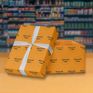Naadloos Oranje werkpapier voor zakelijk Logo Cadeaupapier