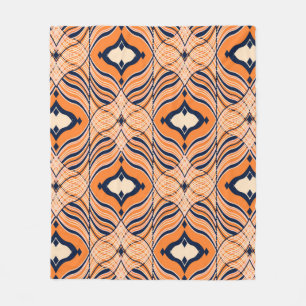 Naadloos Orientaal, zwart, oranje versierend. Fleece Deken