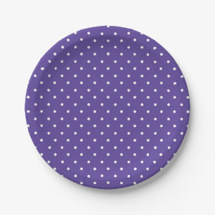 Naadloos paars polka stippenpatroon papieren bordje