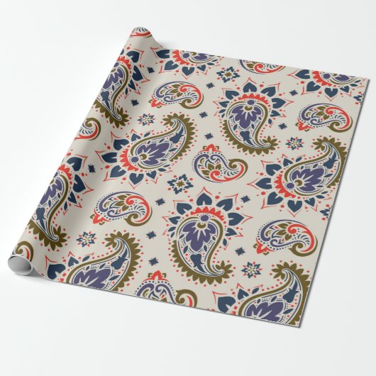 Naadloos paisleypatroon cadeaupapier (Uitgerold)