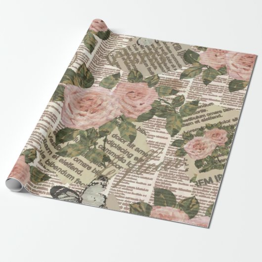 Naadloos Parijs reisbehang.  krant Cadeaupapier (Uitgerold)