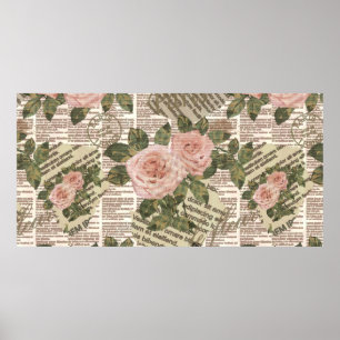 Naadloos Parijs reisbehang.  krant Poster