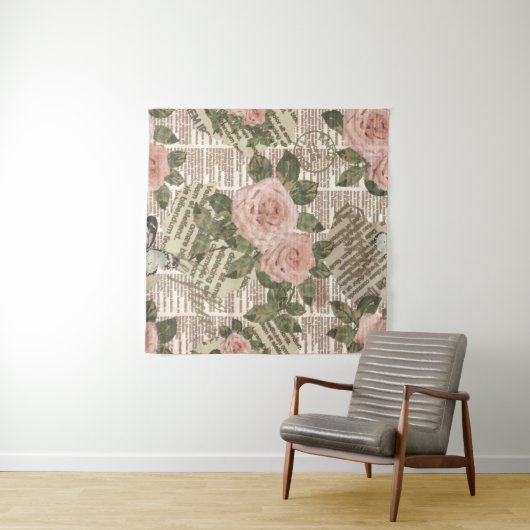 Naadloos Parijs reisbehang. krant Wandkleed (In Situ (horizontaal))