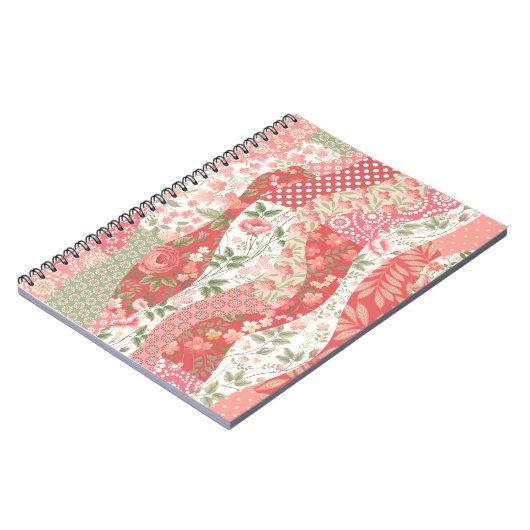 naadloos patchwerkpatroon met rozen notitieboek (Linkerzijde)
