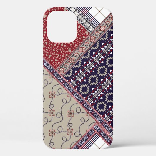 Naadloos patchwork-patroon op marineslappingen, bo Case-Mate iPhone case (Achterkant)
