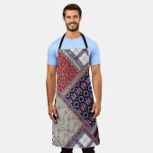 Naadloos patchwork-patroon op marineslappingen, bo schort (Gedragen)