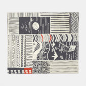 Naadloos patchwork-patroon van abstracte doedels. fleece deken (Voorkant (Horizontaal))