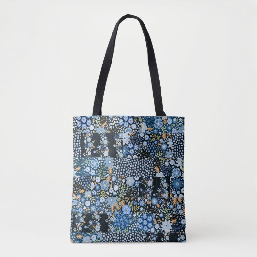 Naadloos patchwork-patroon van verschillende stoff tote bag (Voorkant)