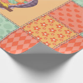 Naadloos patchwork-uil patroon. achtergrond cadeaupapier (Hoek)