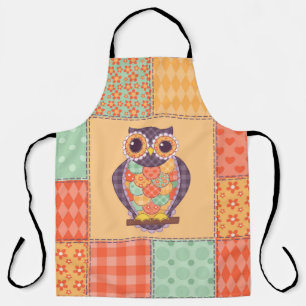 Naadloos patchwork-uil patroon. achtergrond schort