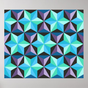 Naadloos patchworkpatroon met sterren. Abstract ge Poster