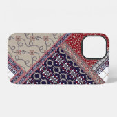 Naadloos patchworkpatroon op marinepatchwork, abst iPhone hoesje (Achterkant horizontaal)