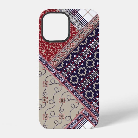 Naadloos patchworkpatroon op marinepatchwork, abst iPhone hoesje (Achterkant)