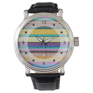Naadloos patroon 1 met gekleurde breistaven horloge