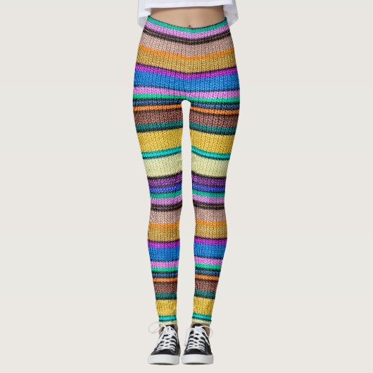 Naadloos patroon 1 met gekleurde breistaven leggings (Voorkant)