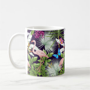 Naadloos patroon, achtergrond met flamingo en tro koffiemok