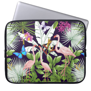 Naadloos patroon, achtergrond met flamingo en tro laptop sleeve