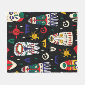 Naadloos patroon afrikaanse stammaskers fleece deken (Voorkant (Horizontaal))