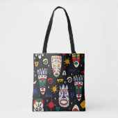Naadloos patroon afrikaanse stammaskers tote bag (Voorkant)