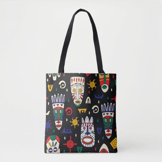 Naadloos patroon afrikaanse stammaskers tote bag (Voorkant)