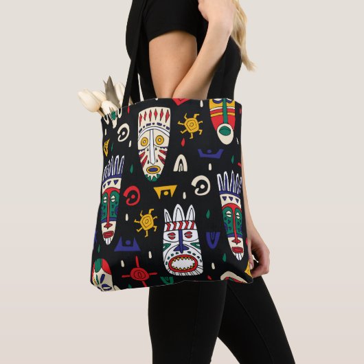 Naadloos patroon afrikaanse stammaskers tote bag (Dichtbij)