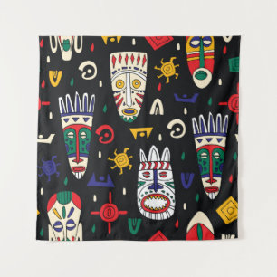 Naadloos patroon afrikaanse stammaskers wandkleed