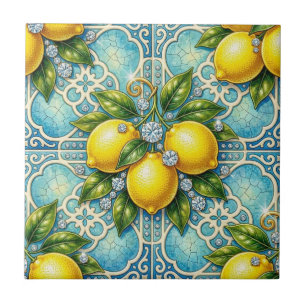 Naadloos patroon Art Nouveau citroenen en diamante Tegeltje