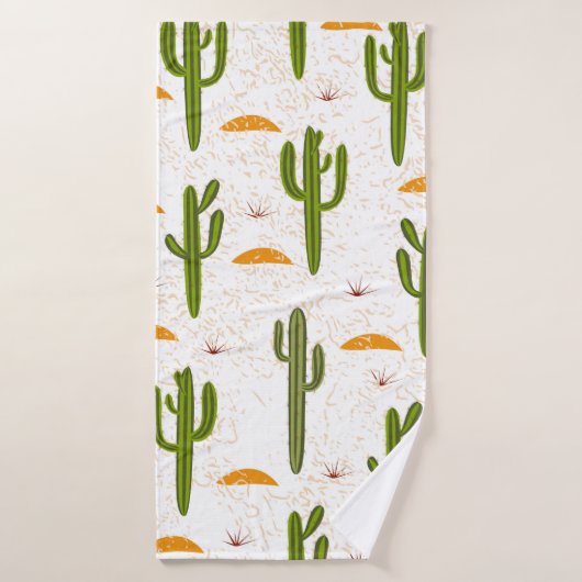 Naadloos patroon, cactus, zandtextuur, Mexicaanse  Badhanddoek (Badhanddoek)