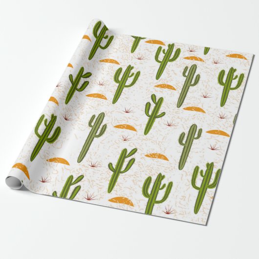 Naadloos patroon, cactus, zandtextuur, Mexicaanse  Cadeaupapier (Uitgerold)