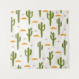 Naadloos patroon, cactus, zandtextuur, Mexicaanse Wandkleed