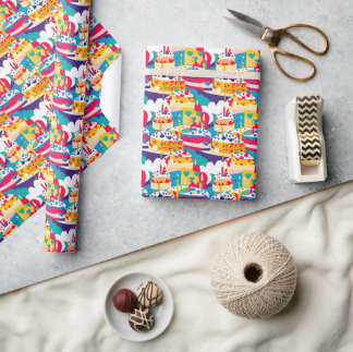 Naadloos Patroon Gelukkig Verjaardagsfeest Cadeaupapier