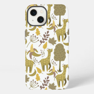 Naadloos patroon Giraffe geel witte achtergrond iPhone 13 Hoesje