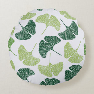 Naadloos patroon Groene ginkgo biloba  Rond Kussen