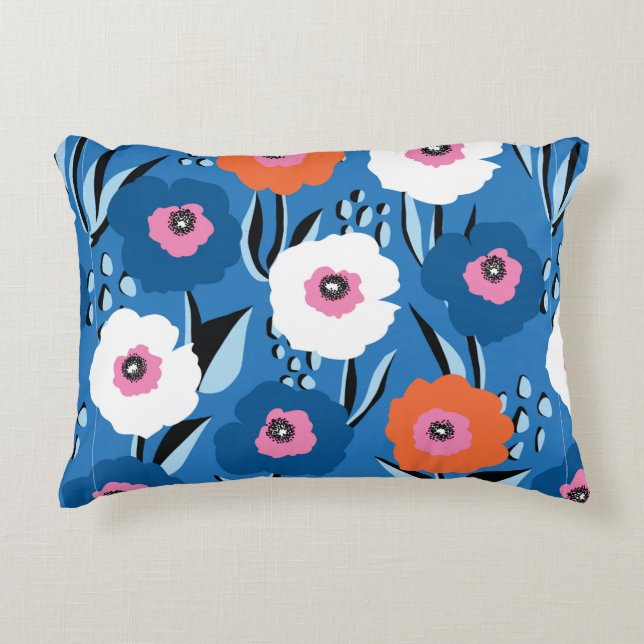 Naadloos  patroon groot rood wit en blauw accent kussen (Voorkant)