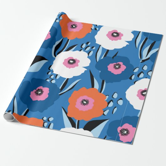 Naadloos patroon groot rood wit en blauw cadeaupapier (Uitgerold)