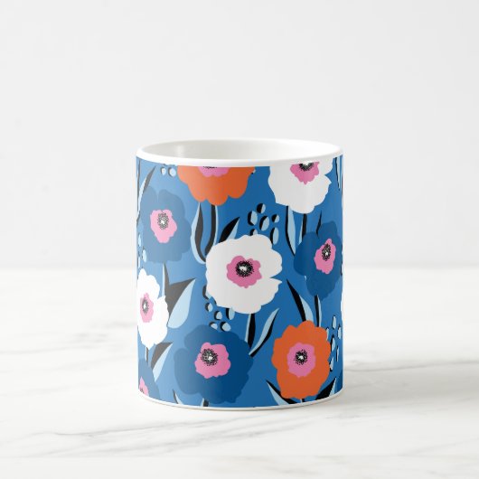 Naadloos patroon groot rood wit en blauw koffiemok (Center)