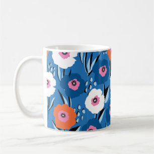 Naadloos  patroon groot rood wit en blauw koffiemok